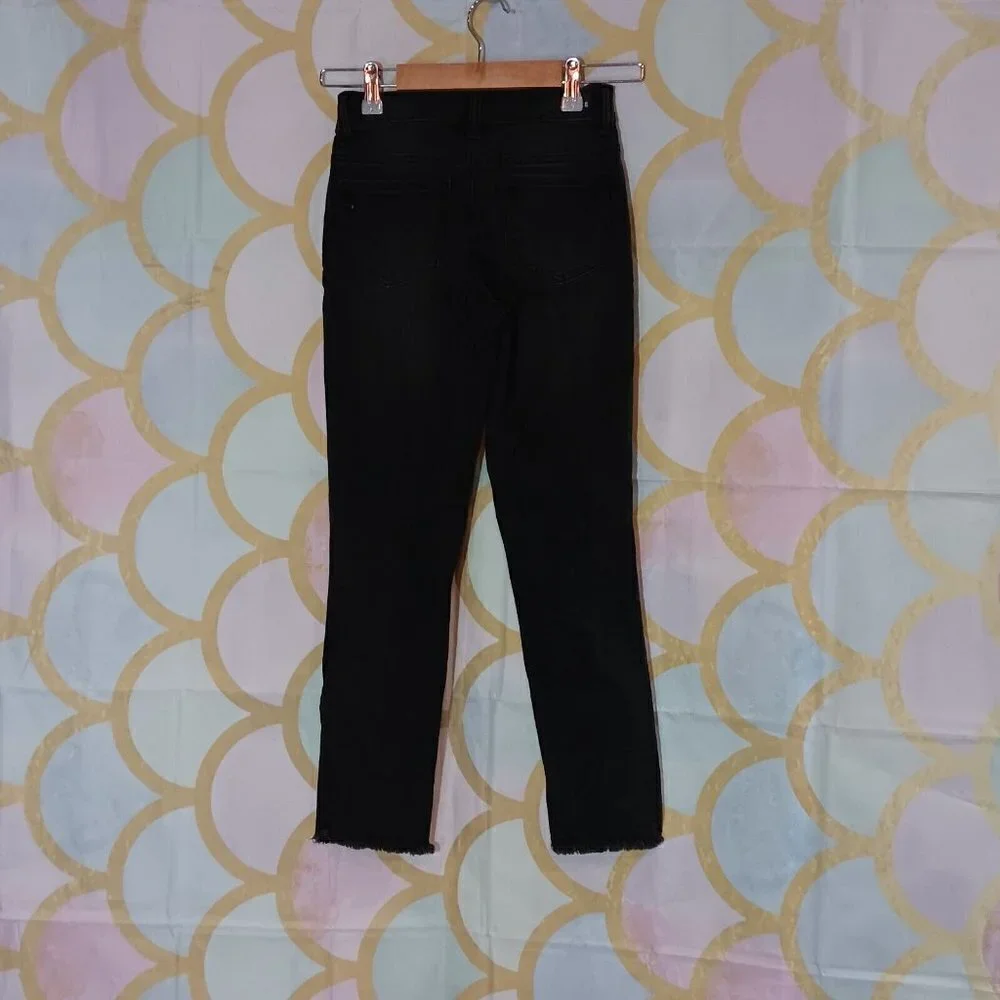 Justice Brand Fashion Jeans Size 10 Girls Washed Black‎ Fringe Hem NWT